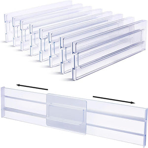 4/6/8pcs Expandable Adjustable Plastic Clear Drawer Divider Tools_0