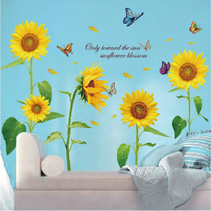 Sunflower Butterfly Wall Stickers Decor
