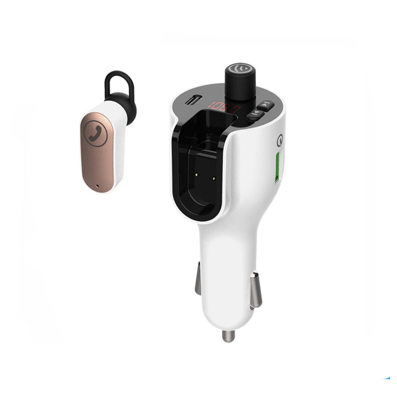 In-Car Charger FM Transmitter Talking Bluetooth Earphone Handsfree