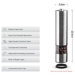 Stainless Steel Electric Pepper and Salt Spice Grinder Set