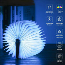 USB Rechargeable 3 Colors 3D Creative Foldable LED Book Night Light
