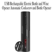 USB Rechargeable Electric Bottle and Wine Opener Automatic Corkscrew and Bottle Opener