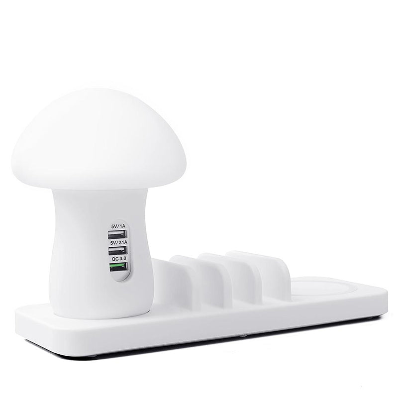 LED Wireless Qi Charger Mushroom Head Type USB Charging Station for iPhone/Samsung