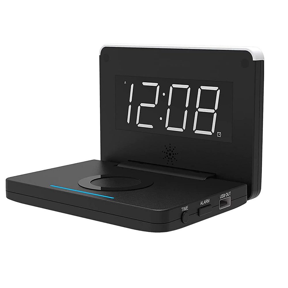 2-in-1 Foldable Wireless Charger for QI Devices and Digital Clock