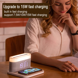 3-in-1 Wireless Charger Alarm Clock and Adjustable Night Light- USB Power Supply_10