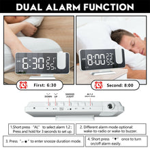 LED Big Screen Mirror Alarm Clock with Projection Display- USB Plugged in_8