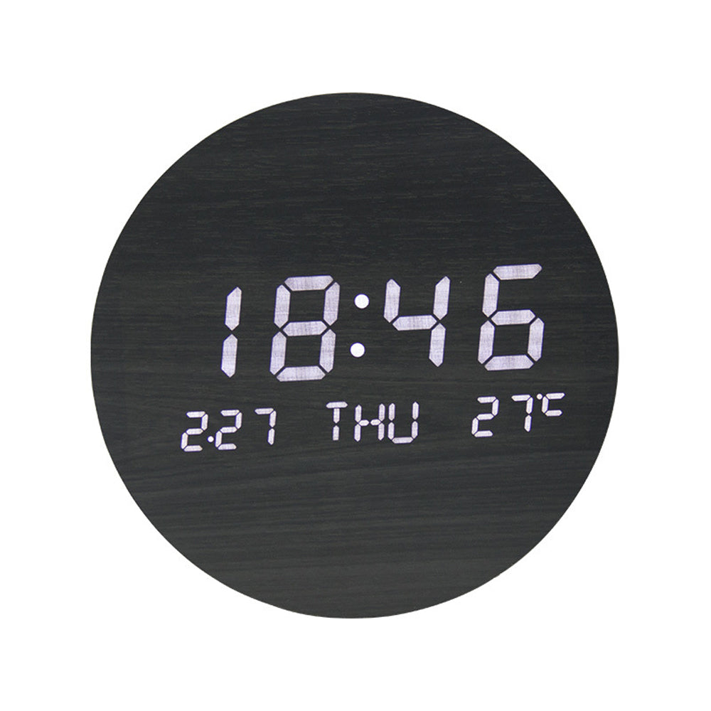 USB Plugged-in LED Luminous Number Wall Hanging Wood Clock_4