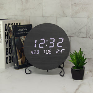 USB Plugged-in LED Luminous Number Wall Hanging Wood Clock_8