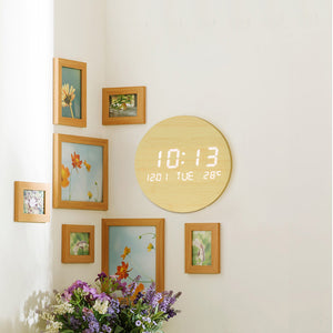 USB Plugged-in LED Luminous Number Wall Hanging Wood Clock_2