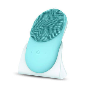USB Rechargeable Electric Silicone Facial Brush Heated Massager_5