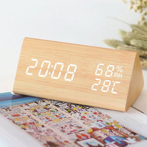 USB Wooden Digital Clock with Humidity and Temperature Display_12