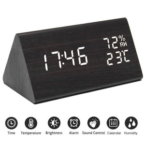 USB Wooden Digital Clock with Humidity and Temperature Display_10