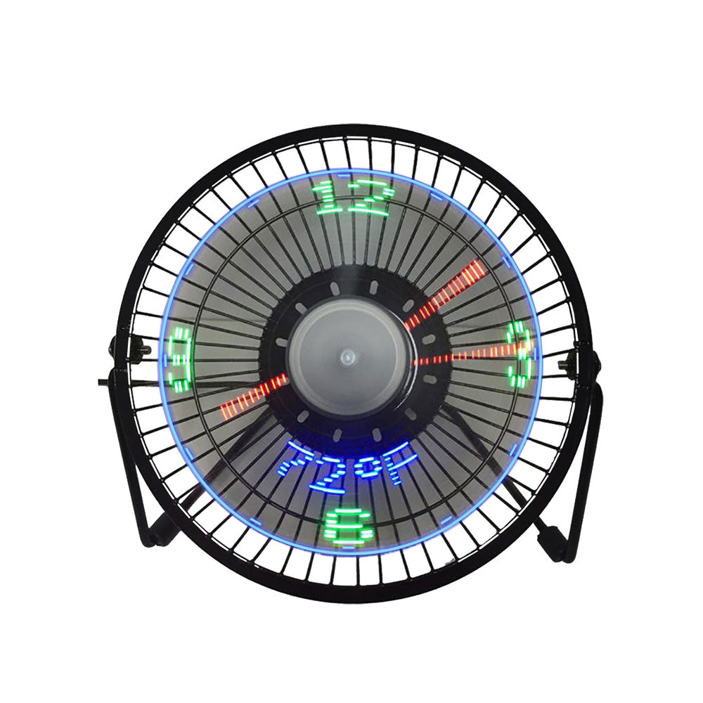 Small Desk Fan with Clock and Temperature Display -USB Plugged-in_0