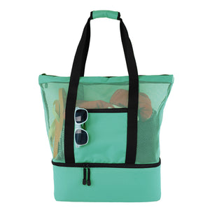 2 IN 1Mesh Beach Tote Bag with Insulated Cooler_2