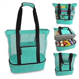 2 IN 1Mesh Beach Tote Bag with Insulated Cooler_5