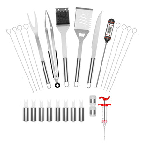 26 Pieces Set Stainless Steel Barbecue Grilling Tools and Accessories with Carry Bag_1