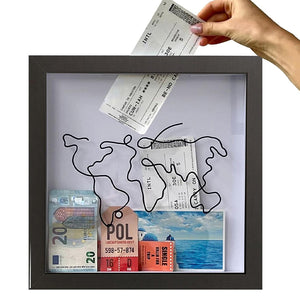 Adventure Archive Box Wood Frame Travel Tickets Keepsakes Storage Frame_0