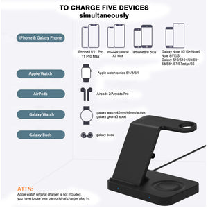 3-in-1 Qi Enabled Wireless Charging Station for Samsung and Apple Devices