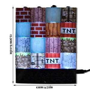 16 pcs Stackable Minecraft Toy USB Building Block Lamps