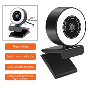 1080P HD Fixed Focus USB Webcam with Microphone for Desktop PC Web Camera