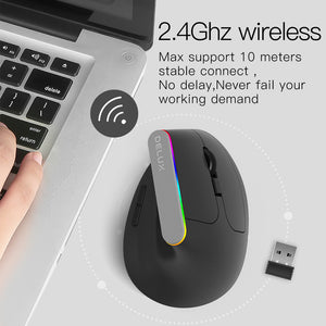 2.4G Wireless Vertical Ergonomic Optical Mouse with Bluetooth Receiver