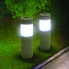 Solar Stone Pillar White LED Lights Outdoor Garden Lamp
