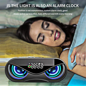 M6 Cool Owl Design LED Flashing Wireless Bluetooth Speaker with FM Radio TF Alarm Clock Function