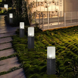 Solar Powered Rattan Style Outdoor Garden Stake Lights