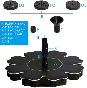 Solar Powered Fountain Pump wi/ different Spray Pattern Heads for Pool, Garden, Pond - Groupy Buy