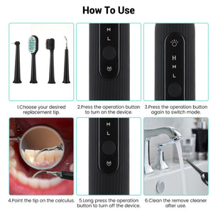 Rechargeable Electric Tooth Plaque Cleaning Kit with LED Light