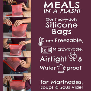 Big Price Drop!Clearance!! Silicone Sealed Bag Food Storage Bag 500ML pack of 4