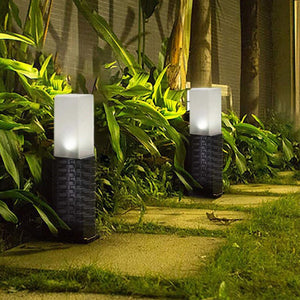 Solar Powered Rattan Style Outdoor Garden Stake Lights