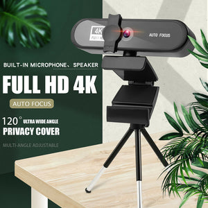 120° Wide Viewing 4K Ultra HD Web Camera with Microphone