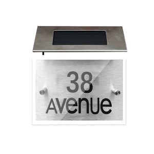 DIY Solar Powered Modern House Stainless Steel Sign Number