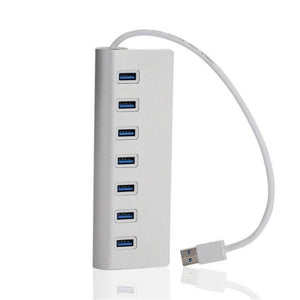 Hub 7 Port Portable Aluminum Charging and Data Hub 3 Feet USB 3.0 Cable (Silver) - Groupy Buy