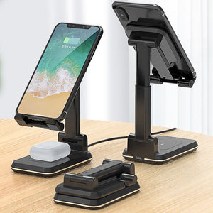 10W QI Wireless Charger Stand Telescopic Desktop Phone Bracket