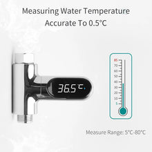 V2 Water Shower Thermometer LED Celsius Fahrenheit Time Display Flow Self-Generating Water Temperature Meter - Groupy Buy